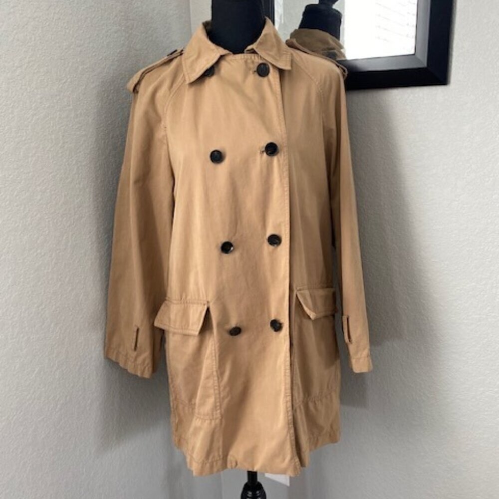 ZARA Khaki/Camel Tan Double Breasted Trench Raincoat Jacket XS - Picture 4 of 13